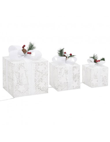 Scatole Regalo Decorative Natale 3pz Bianche da Esterno Interni