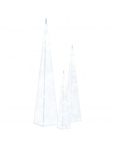 Set Coni Luce LED Decorativi Acrilici Bianco Freddo 30/45/60cm 2