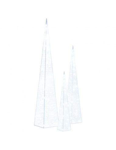 Set Coni Luce LED Decorativi Acrilici Bianco Freddo 30/45/60cm