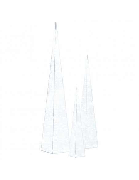 Set Coni Luce LED Decorativi Acrilici Bianco Freddo 30/45/60cm