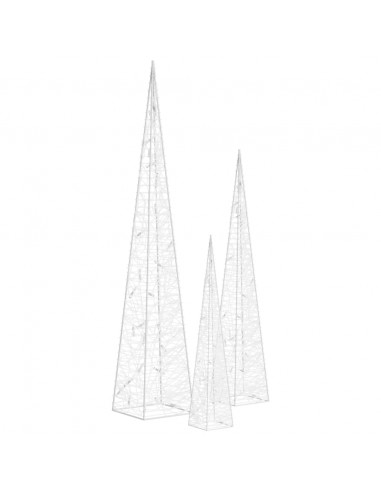 Set Coni Luce LED Decorativi Acrilici Bianco Freddo 30/45/60cm