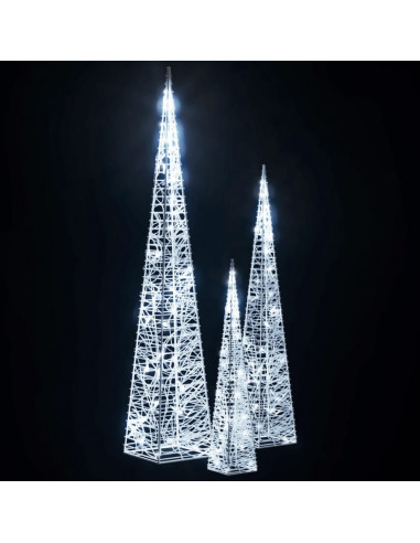 Set Coni Luce LED Decorativi Acrilici Bianco Freddo 30/45/60cm