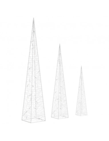 Set Coni Luce LED Decorativi Acrilici Bianco Freddo 30/45/60cm