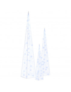 Set Coni Luce LED Decorativi Acrilici Blu 30/45/60cm 2