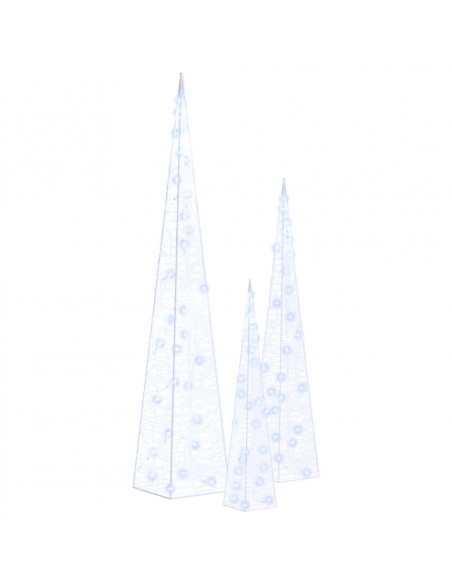 Set Coni Luce LED Decorativi Acrilici Blu 30/45/60cm