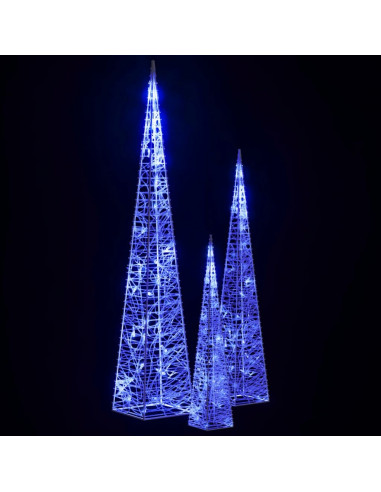 Set Coni Luce LED Decorativi Acrilici Blu 30/45/60cm
