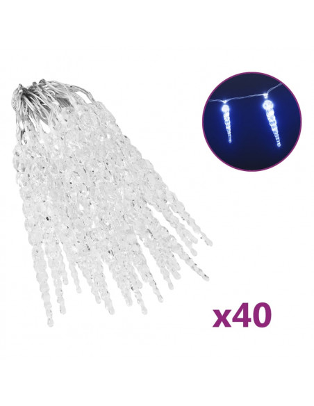 Luci Natale a Ghiacciolo 40 pz Blu in Acrilico con Telecomando