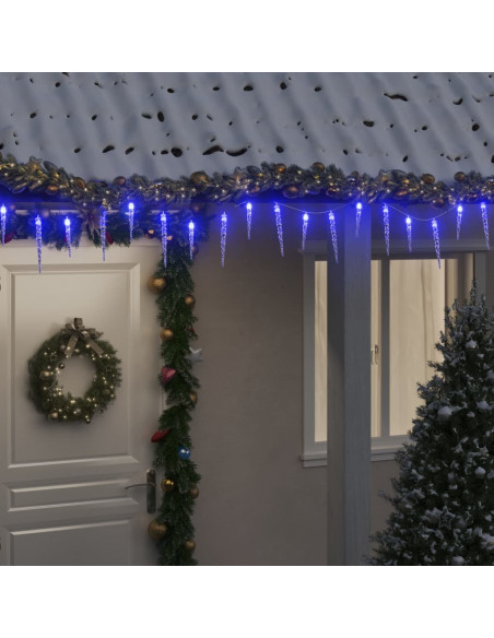 Luci Natale a Ghiacciolo 40 pz Blu in Acrilico con Telecomando