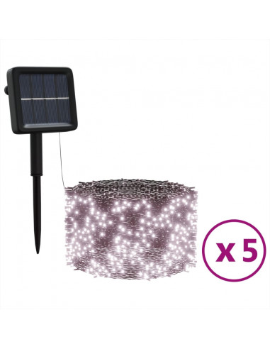 Luci Solari Fatate 5 pz 5x200 LED Bianco Caldo Interni Esterni