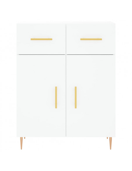 Credenza Bianca 69,5x34x180 cm in Legno Multistrato