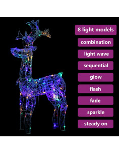 Renne e Slitta Decorazione Natale 90 LED 60x16x100 cm Acrilico 2