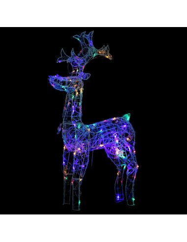 Renne e Slitta Decorazione Natale 90 LED 60x16x100 cm Acrilico