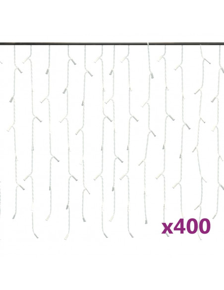 Luci a Ghiaccioli a LED 10 m 400 LED Bianco Caldo 8 Funzioni