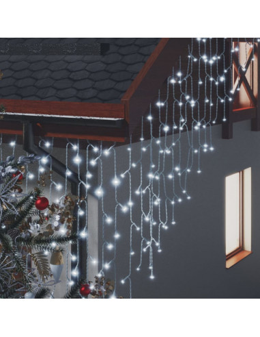 Tenda Luci LED Ghiacciolo 10m 400 LED Bianco Freddo 8 Funzioni