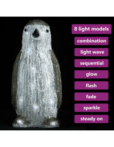 Pinguino LED in Acrilico per Interno ed Esterno 30 cm