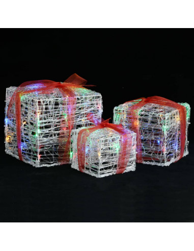 Scatole Regalo Decorative Natale in Acrilico 3 pz Colorate