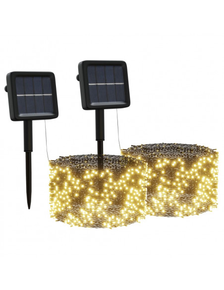Luci Solari Fatate 2 pz 2x200 LED Bianco Caldo Interni Esterni