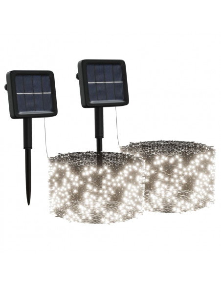 Luci Solari Fatate 2 pz 2x200 LED Bianco Freddo Interni Esterni