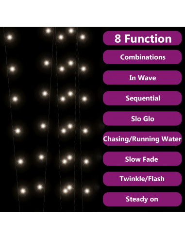 Luci Solari Fatate 2 pz 2x200 LED Bianco Freddo Interni Esterni