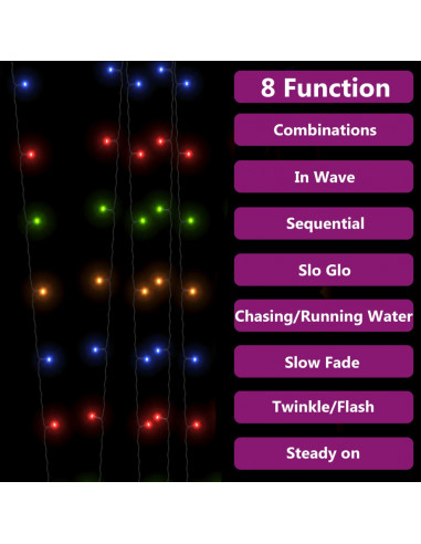 Luci Solari Fatate 2 pz 2x200 LED Colorati Interni Esterni