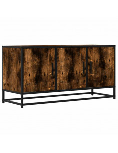 Mobile TV Rovere Fumo 100x35x50 cm Legno Multistrato e Metallo 2