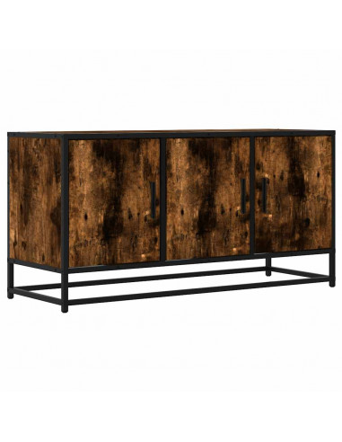 Mobile TV Rovere Fumo 100x35x50 cm Legno Multistrato e Metallo