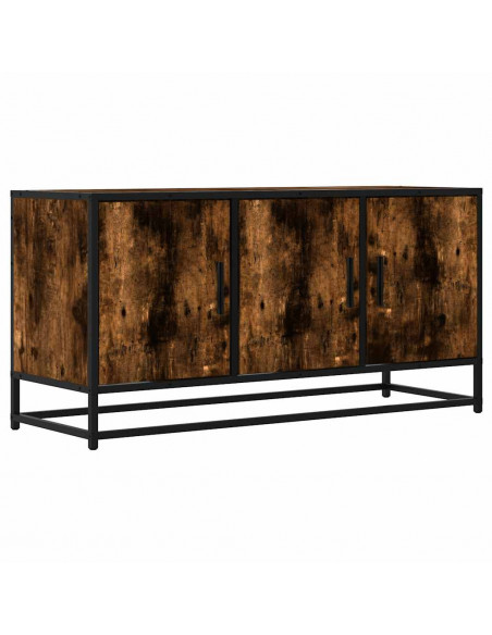 Mobile TV Rovere Fumo 100x35x50 cm Legno Multistrato e Metallo