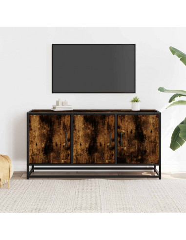 Mobile TV Rovere Fumo 100x35x50 cm Legno Multistrato e Metallo