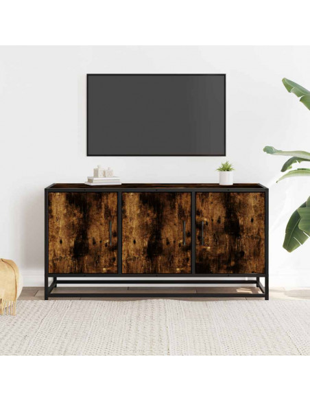 Mobile TV Rovere Fumo 100x35x50 cm Legno Multistrato e Metallo
