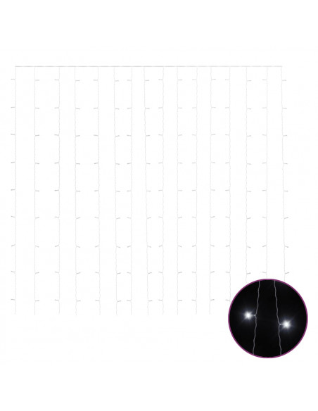 Tenda Luci a Ghiaccioli 3x3m 300 LED Bianco Freddo 8 Funzioni