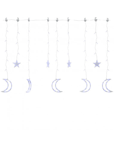 Luci Fatate Stella e Luna con Telecomando 138 LED Blu