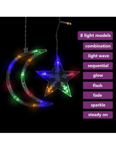 Luci Fatate Stella e Luna con Telecomando 138 LED Colorate