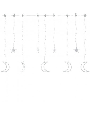 Luci Fatate Stella e Luna con Telecomando 345 LED Bianco Freddo