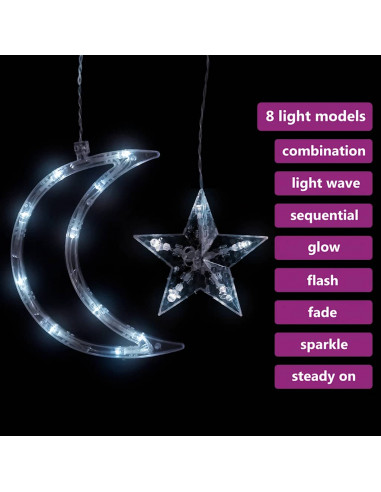 Luci Fatate Stella e Luna con Telecomando 345 LED Bianco Freddo