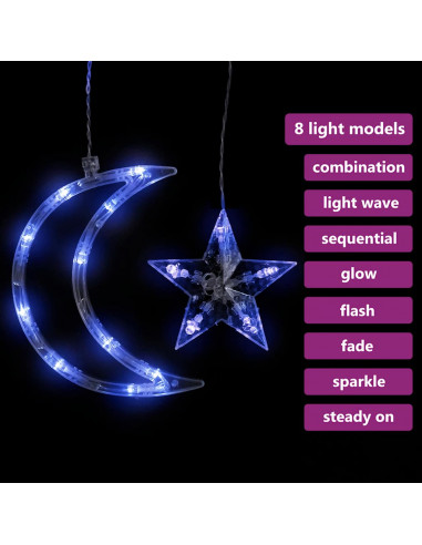 Luci Fatate Stella e Luna con Telecomando 345 LED Blu
