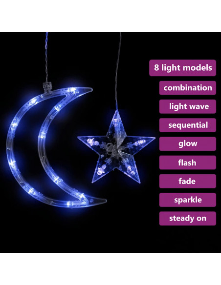 Luci Fatate Stella e Luna con Telecomando 345 LED Blu