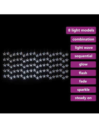 Luci Fatate a Stella a LED 500 LED Bianco Freddo 8 Funzioni