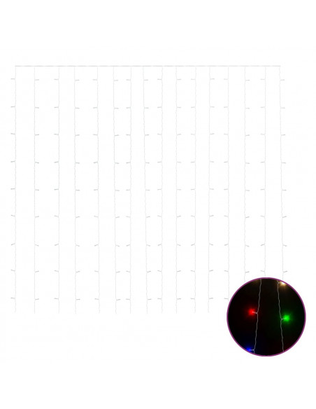 Tenda Luci a Ghiaccioli 3x3m 300 LED Colorati 8 Funzioni