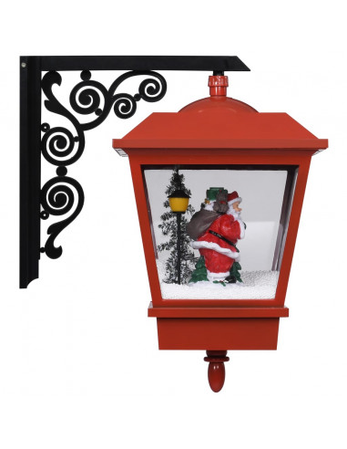 Lampada Natalizia da Parete LED e Babbo Natale Rossa 40x27x45cm