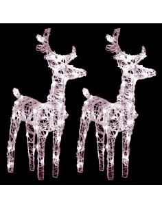 Renne di Natale 2 pz Bianco Caldo 80 LED in Acrilico 2