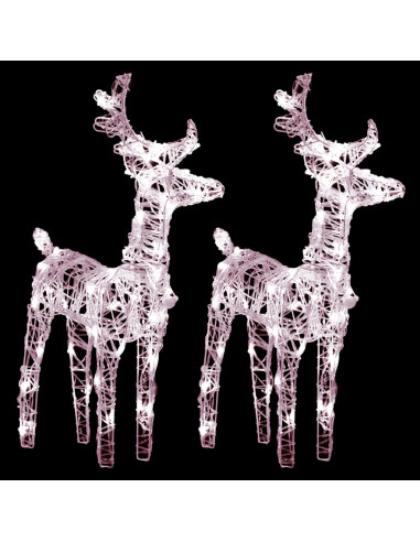 Renne di Natale 2 pz Bianco Caldo 80 LED in Acrilico