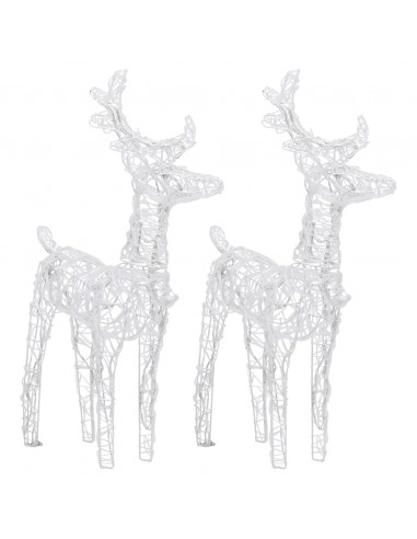 Renne di Natale 2 pz Bianco Caldo 80 LED in Acrilico