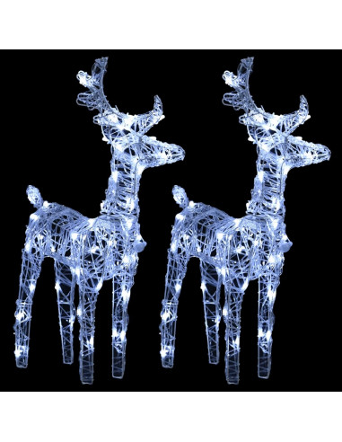 Renne di Natale 2 pz Bianco Freddo 80 LED in Acrilico