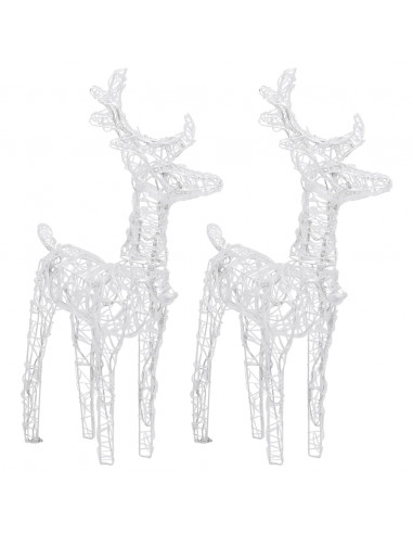 Renne di Natale 2 pz Bianco Freddo 80 LED in Acrilico