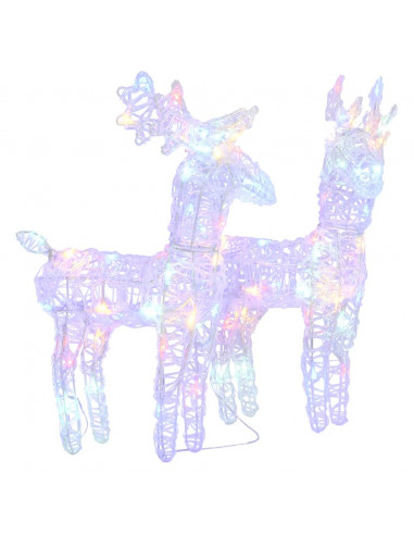 Renne di Natale 2 pz Multicolore 80 LED in Acrilico
