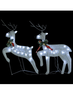 Renne e Slitta di Natale Decorazione Esterni 100 LED Bianco 2