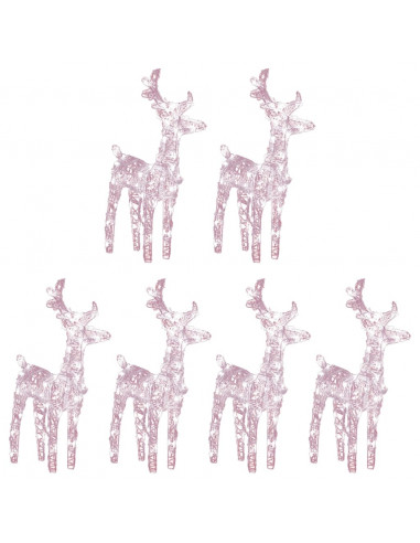 Renne di Natale 6 pz Bianco Caldo 240 LED in Acrilico