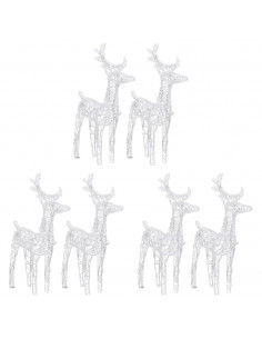 Renne di Natale 6 pz Bianco Caldo 240 LED in Acrilico 2