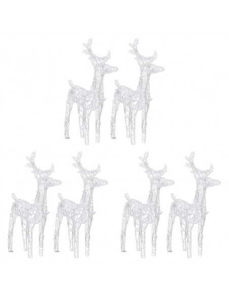 Renne di Natale 6 pz Bianco Caldo 240 LED in Acrilico