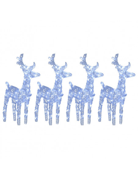 Renne di Natale 4 pz Bianco Freddo 160 LED in Acrilico